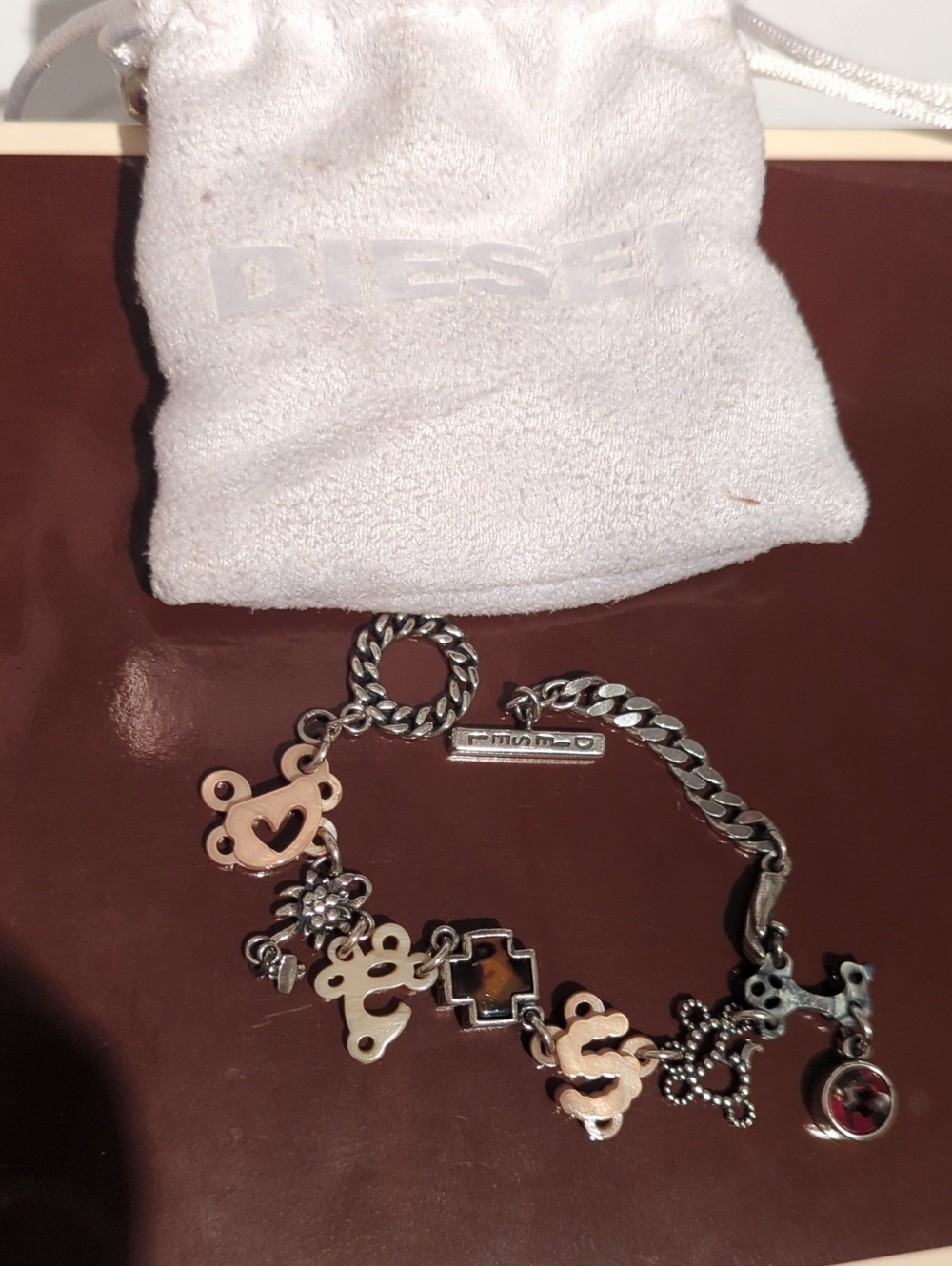 Diesel Vintage Sterling Silver Charm Bracelet